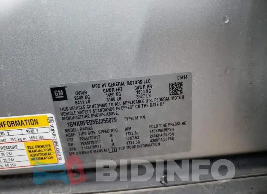 1GNKRFED5EJ355879 Photo# 10