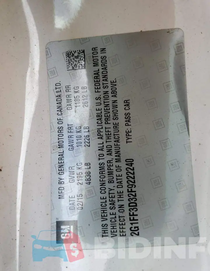 2G1FF3D32F9222240 Photo# 10