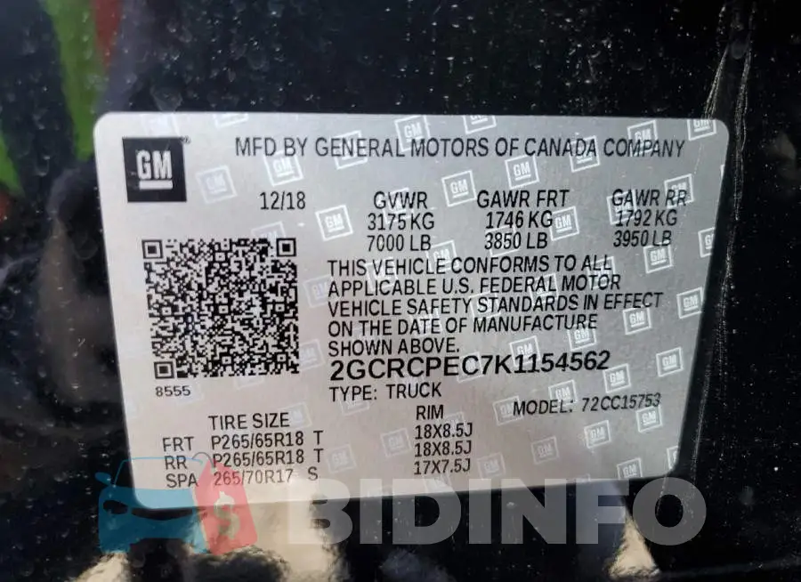 2GCRCPEC7K1154562 Photo# 10