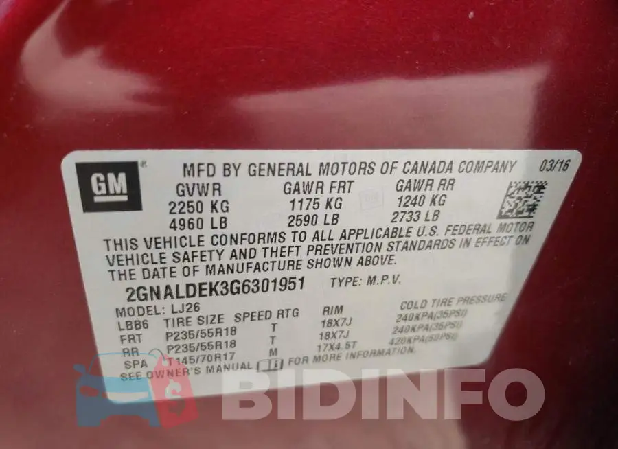 2GNALDEK3G6301951 Photo# 10