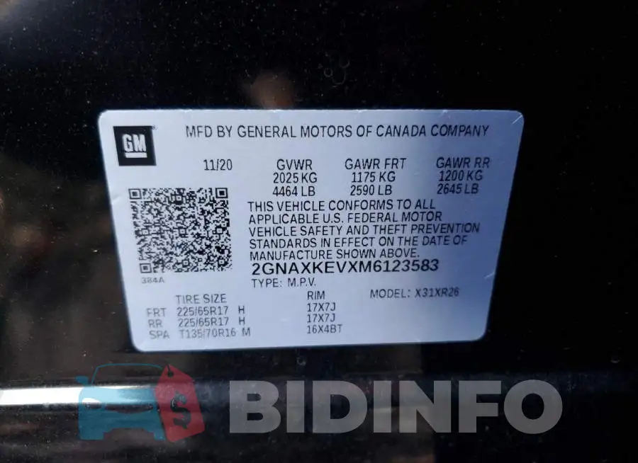 2GNAXKEVXM6123583 Photo# 10