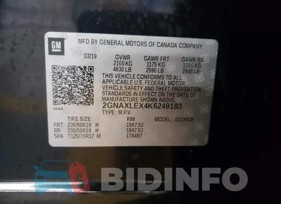 2GNAXLEX4K6249183 Photo# 10