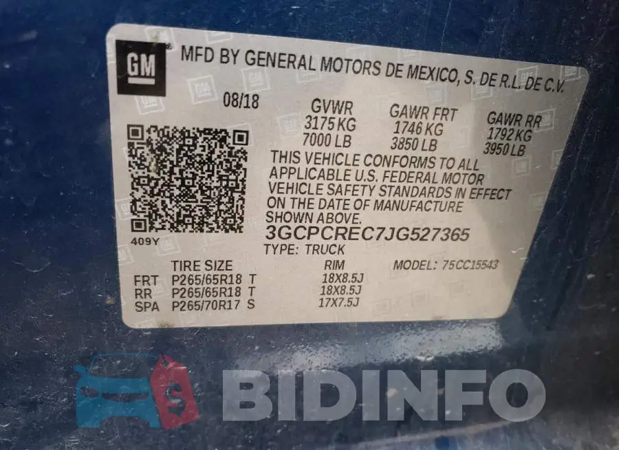 3GCPCREC7JG527365 Photo# 12
