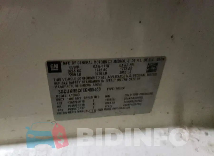3GCUKREC6EG485458 Photo# 12