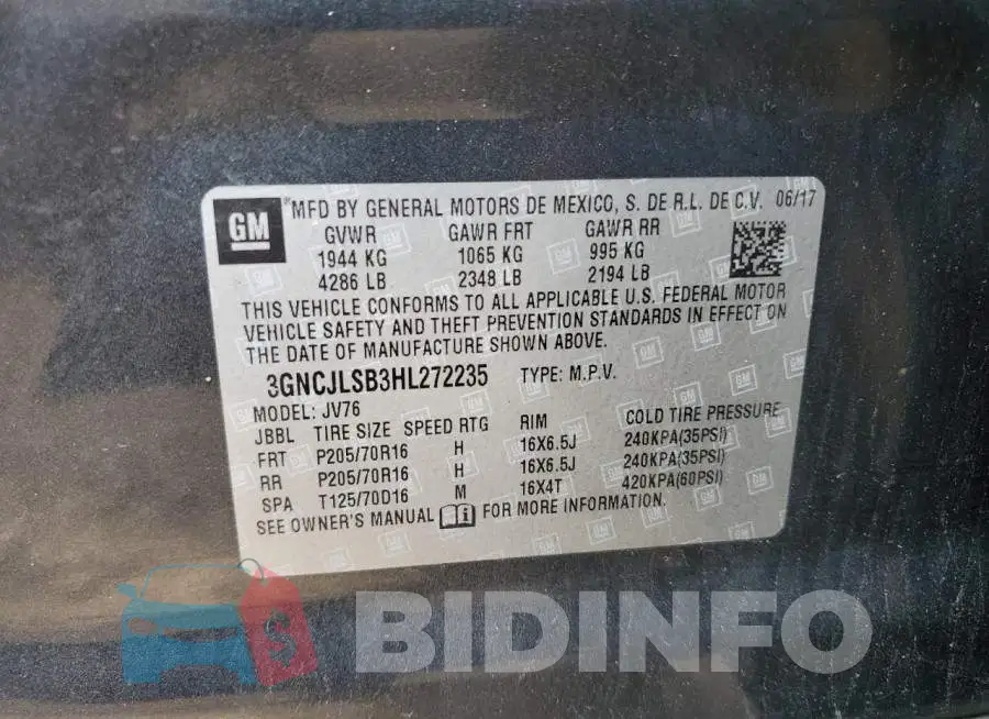3GNCJLSB3HL272235 Photo# 10