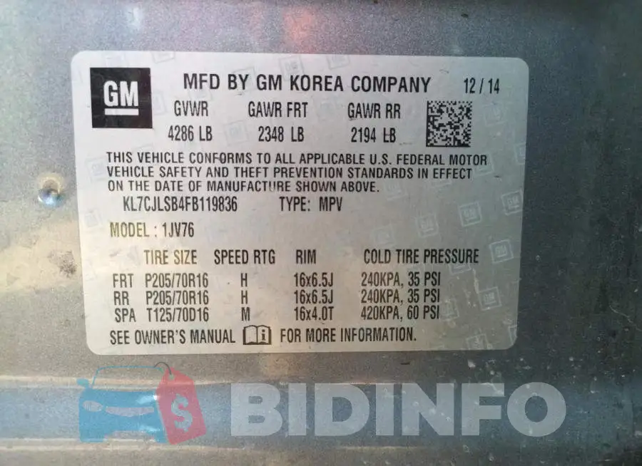 KL7CJLSB4FB119836 Photo# 12