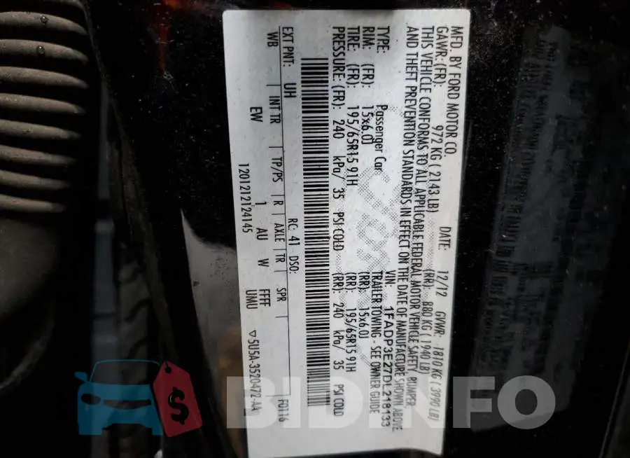 1FADP3E27DL218133 Photo# 10