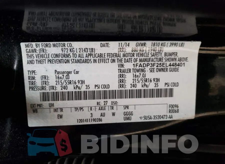 1FADP3F25EL448401 Photo# 12