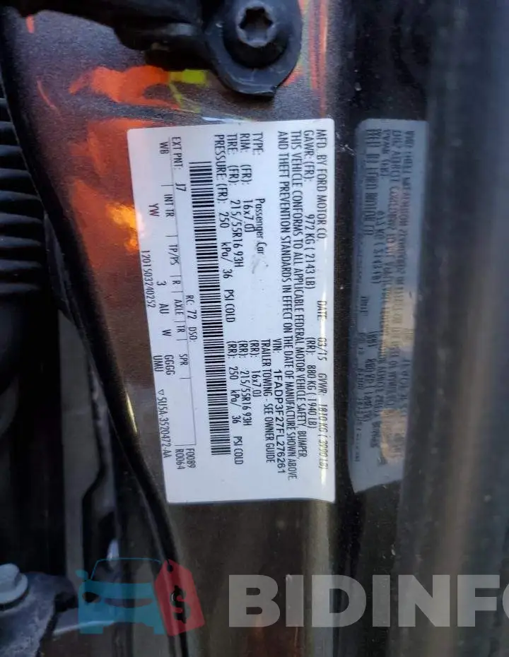 1FADP3F27FL276261 Photo# 12