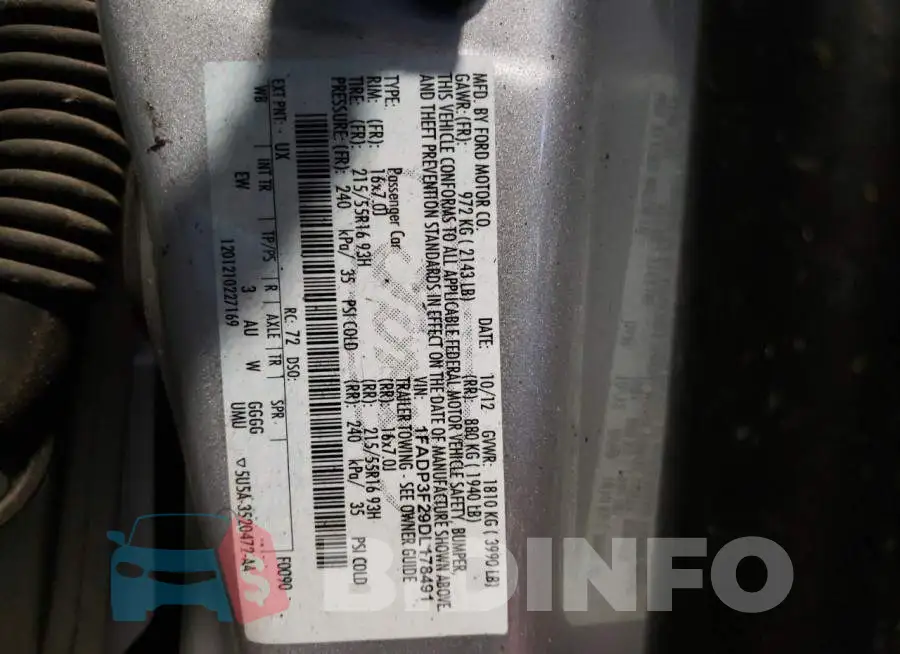 1FADP3F29DL178491 Photo# 13
