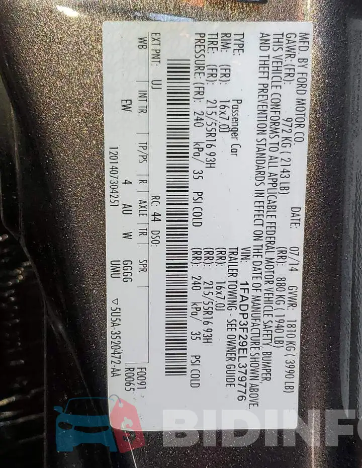 1FADP3F29EL379776 Photo# 12