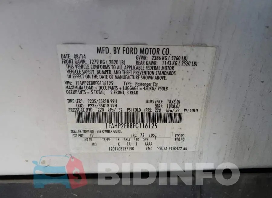 1FAHP2E88FG116125 Photo# 12
