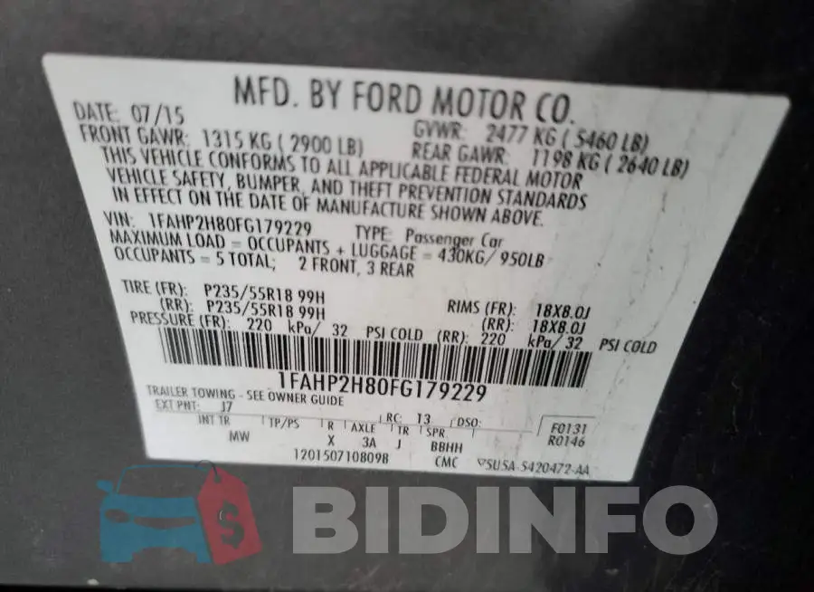 1FAHP2H80FG179229 Photo# 12