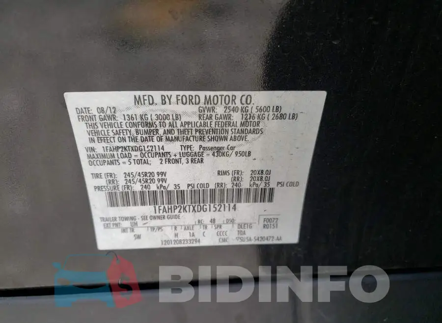1FAHP2KTXDG152114 Photo# 10