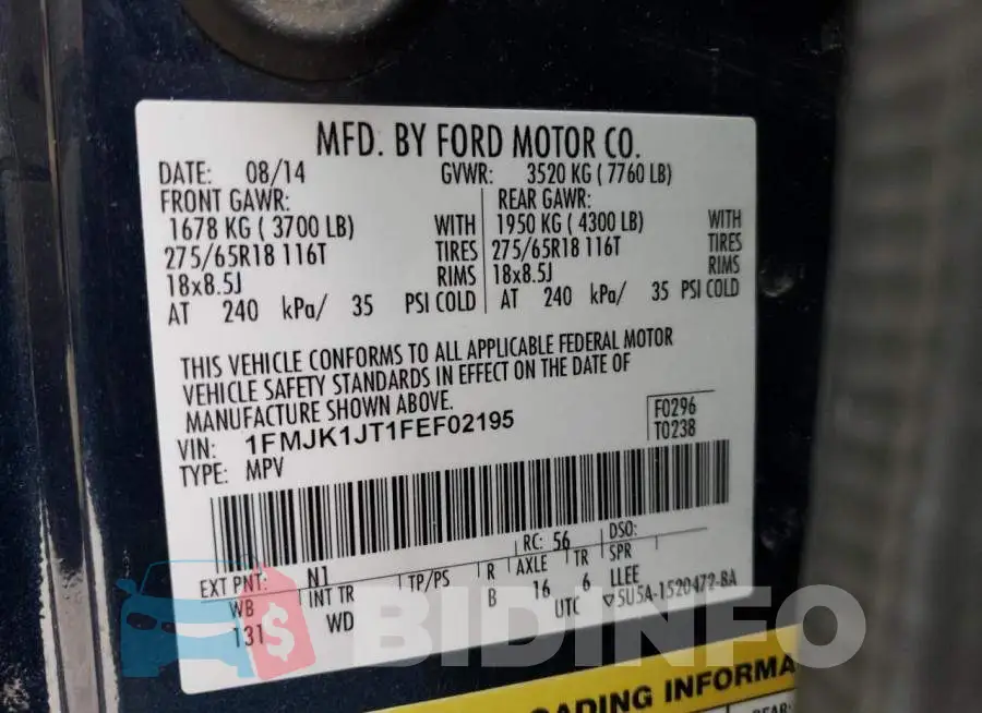 1FMJK1JT1FEF02195 Photo# 13
