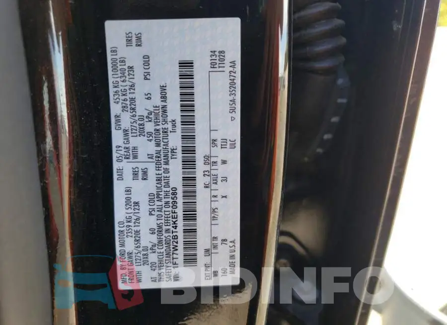 1FT7W2BT4KEF09580 Photo# 10
