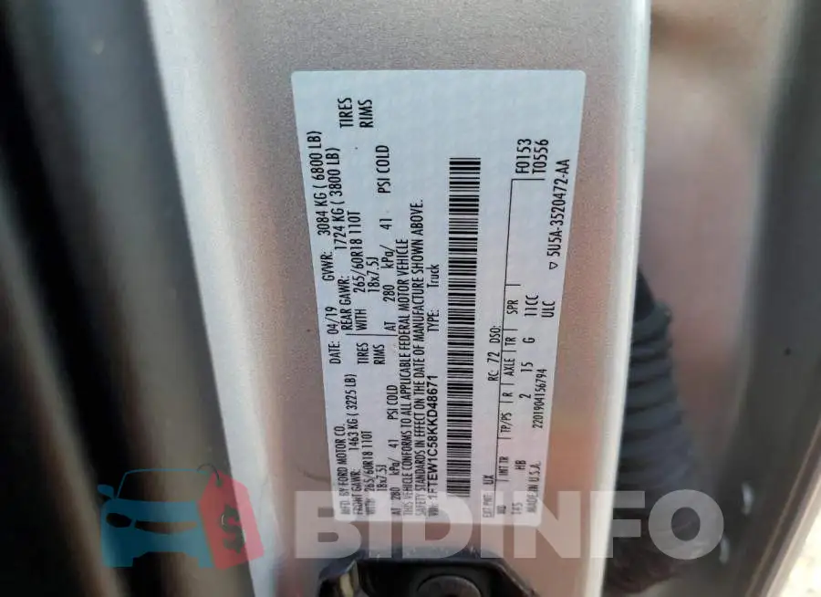 1FTEW1C58KKD48671 Photo# 10