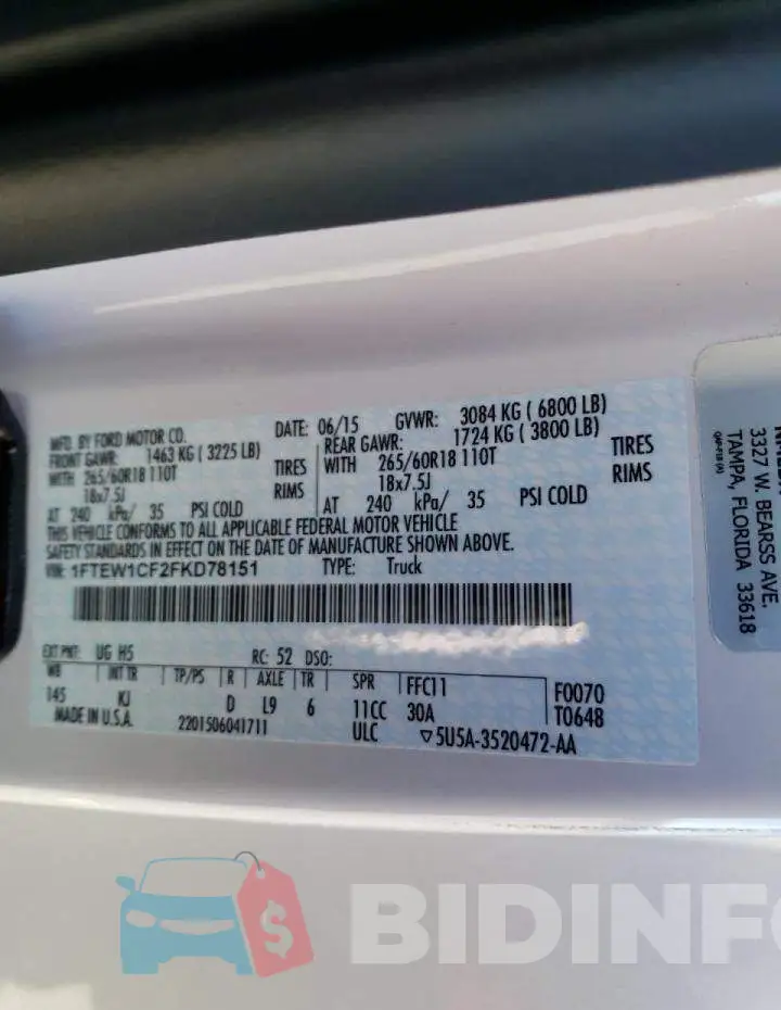1FTEW1CF2FKD78151 Photo# 12