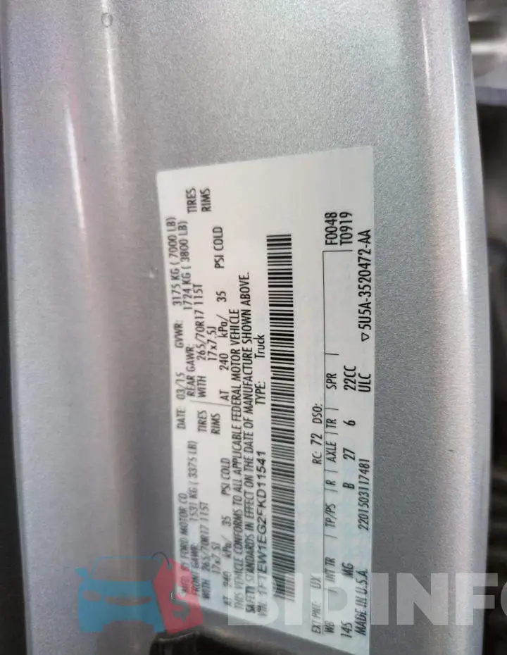 1FTEW1EG2FKD11541 Photo# 10