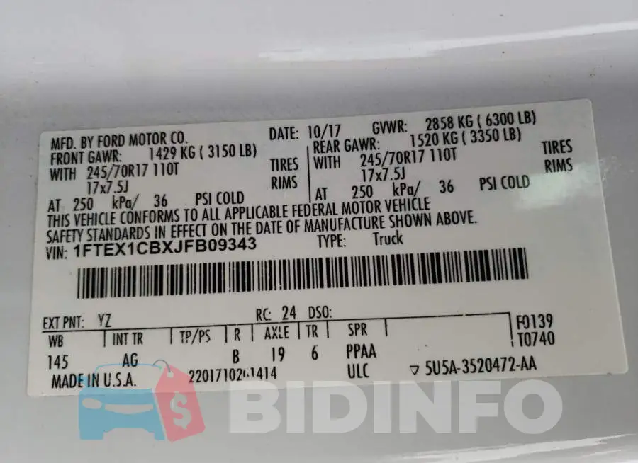 1FTEX1CBXJFB09343 Photo# 12