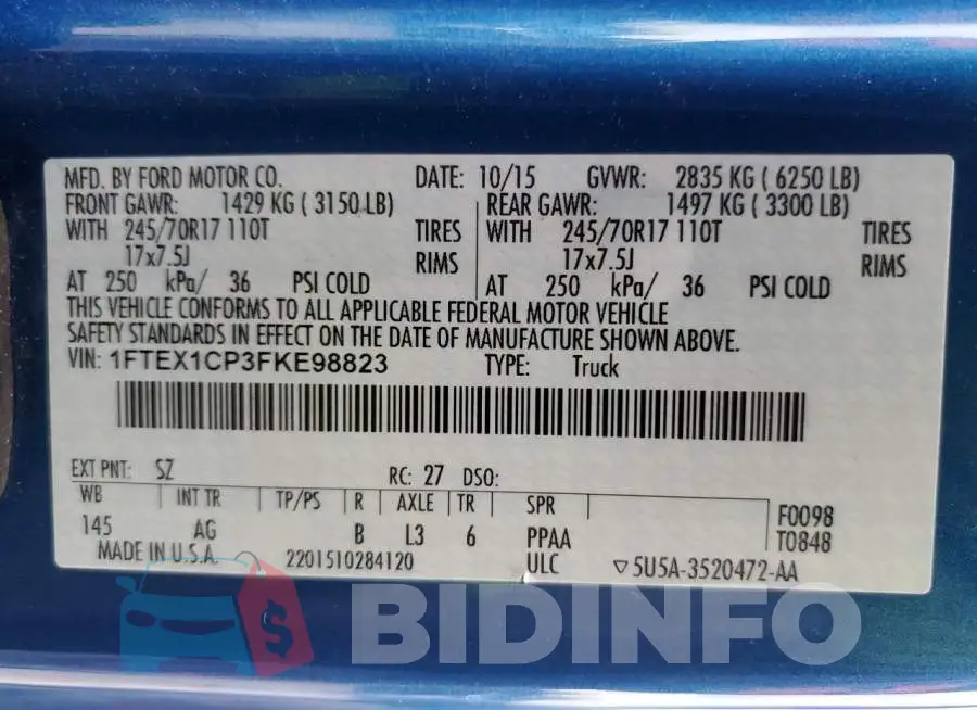 1FTEX1CP3FKE98823 Photo# 10