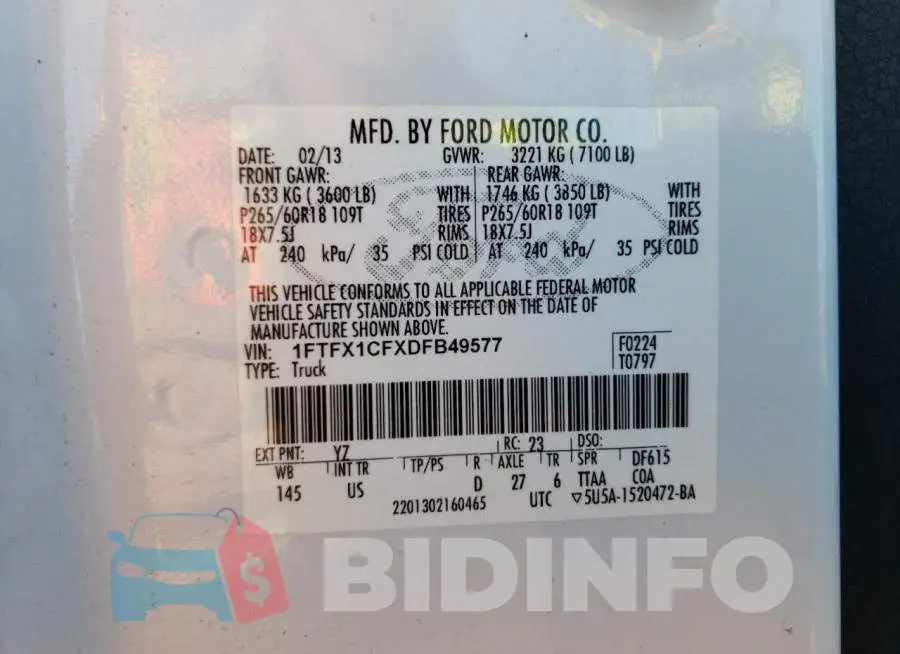 1FTFX1CFXDFB49577 Photo# 10