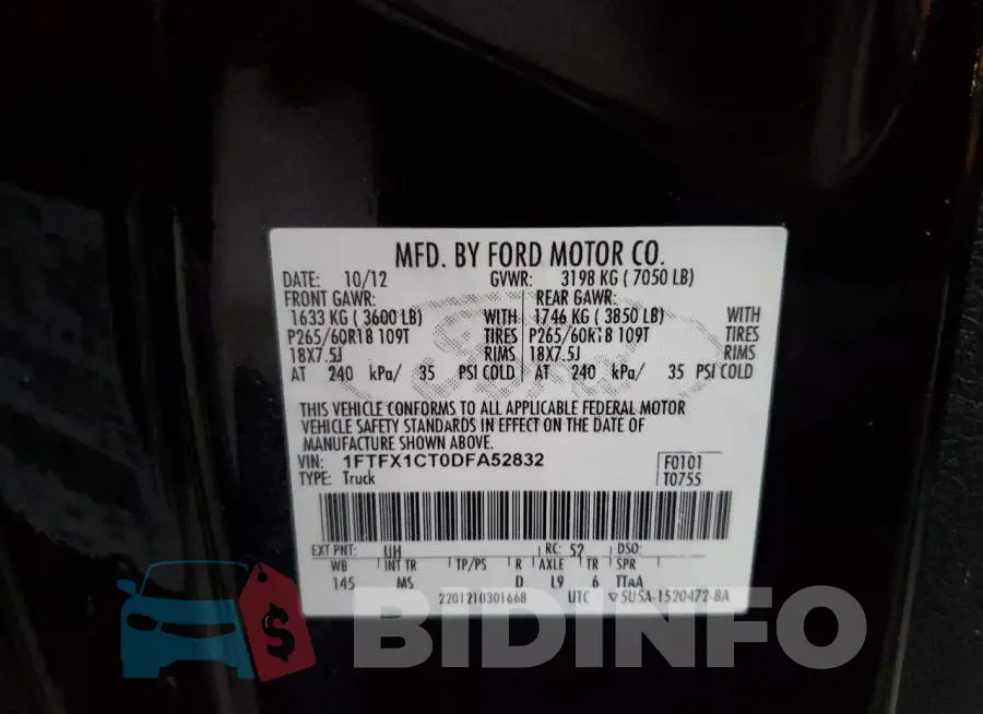 1FTFX1CT0DFA52832 Photo# 10