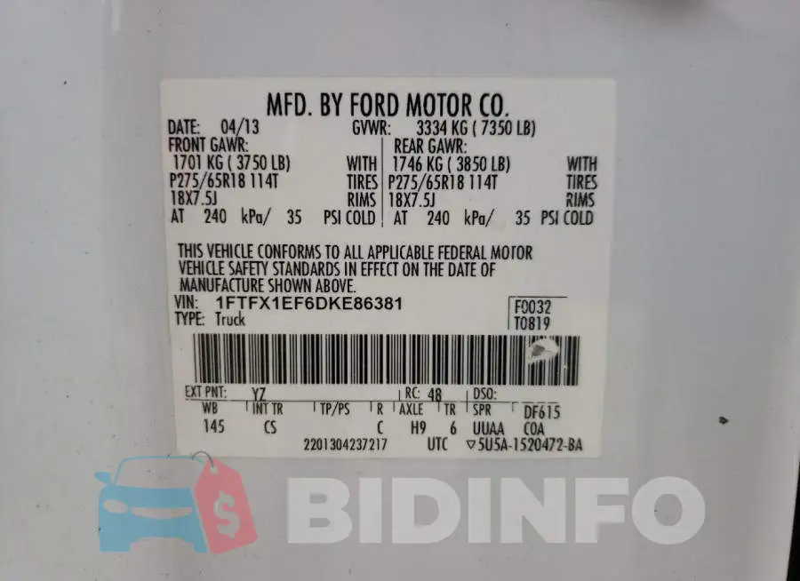 1FTFX1EF6DKE86381 Photo# 12