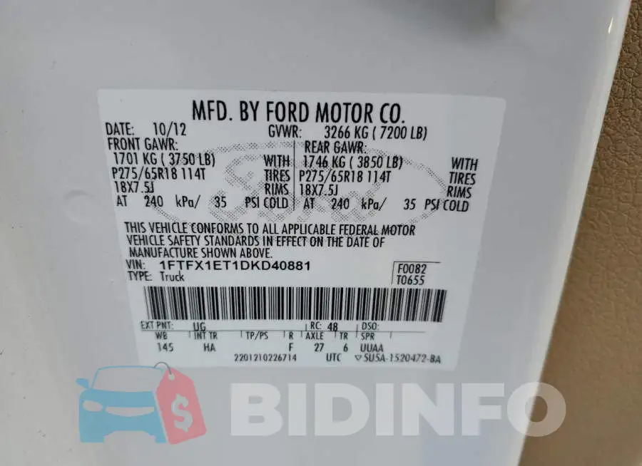 1FTFX1ET1DKD40881 Photo# 12