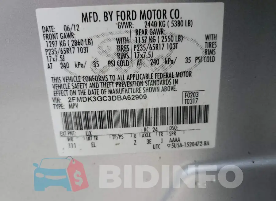 2FMDK3GC3DBA62909 Photo# 10