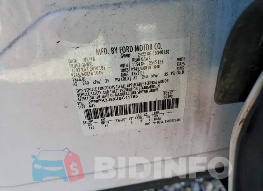 2FMPK3J8XJBC11765 Photo# 10