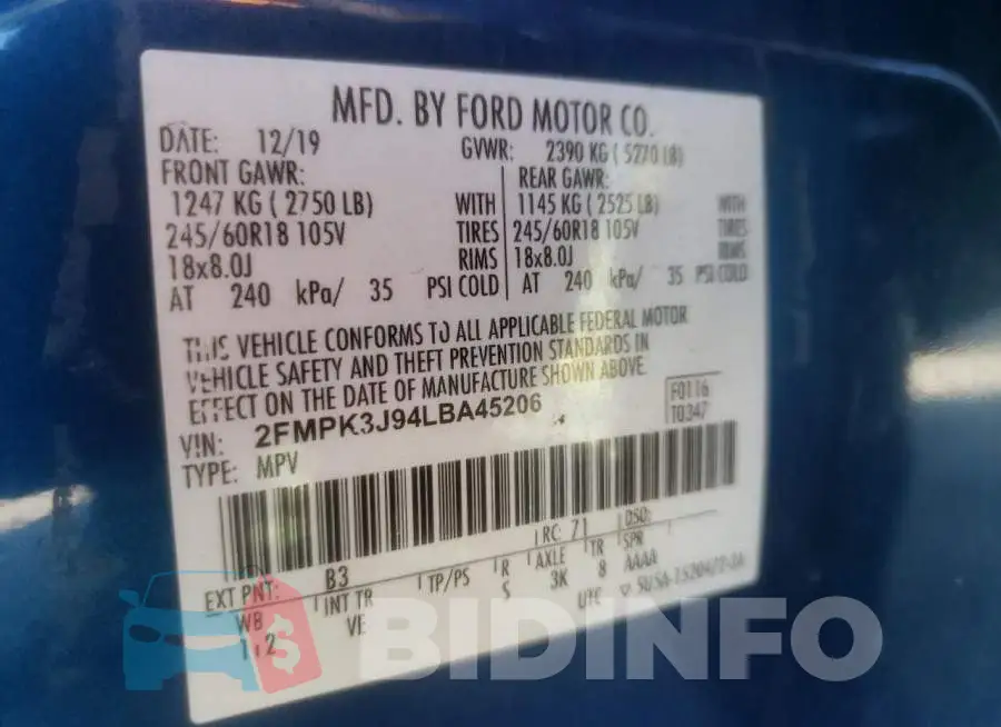 2FMPK3J94LBA45206 Photo# 12