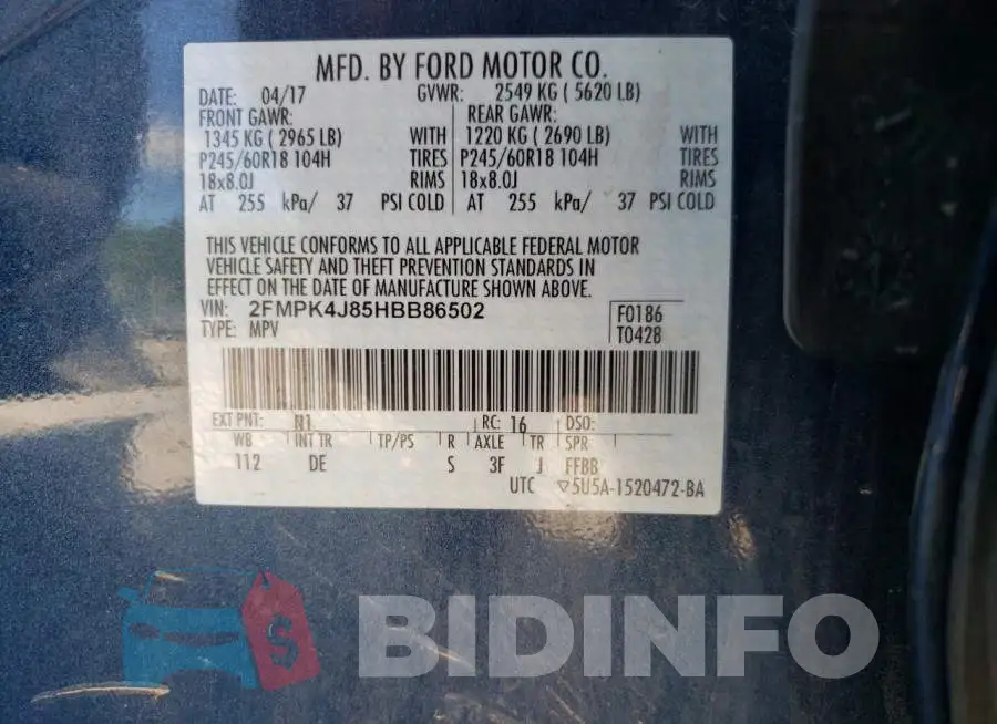 2FMPK4J85HBB86502 Photo# 10