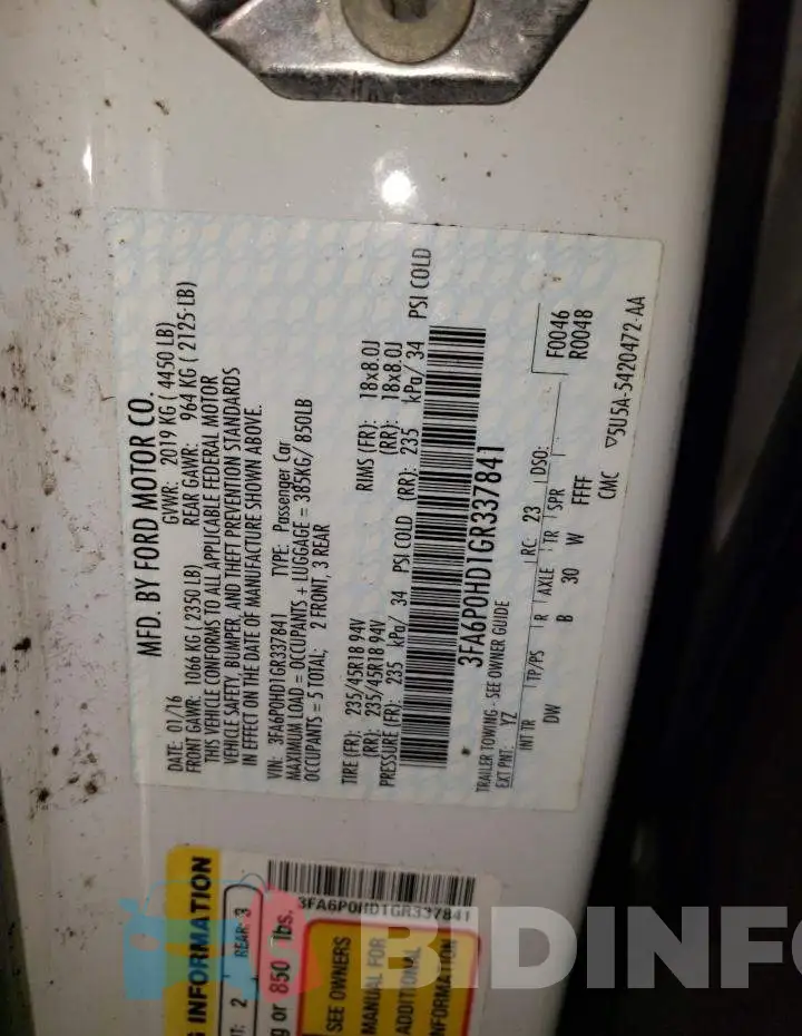 3FA6P0HD1GR337841 Photo# 10