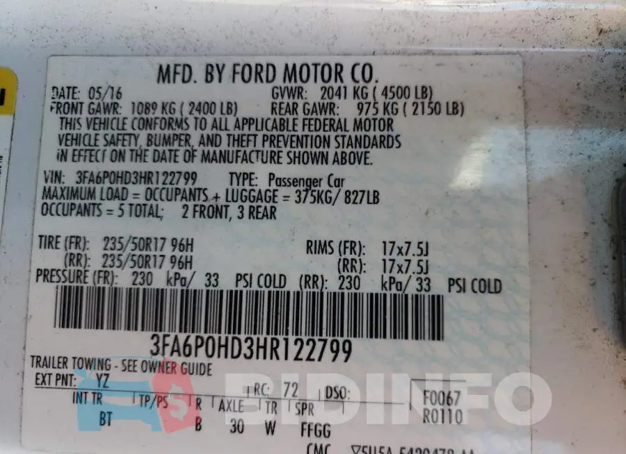 3FA6P0HD3HR122799 Photo# 10