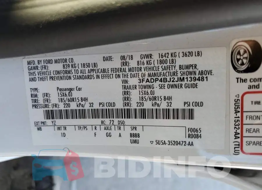 3FADP4BJ2JM139481 Photo# 10