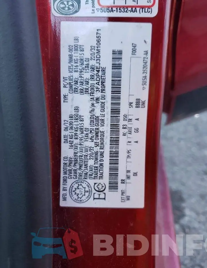3FADP4EJ3DM106571 Photo# 12