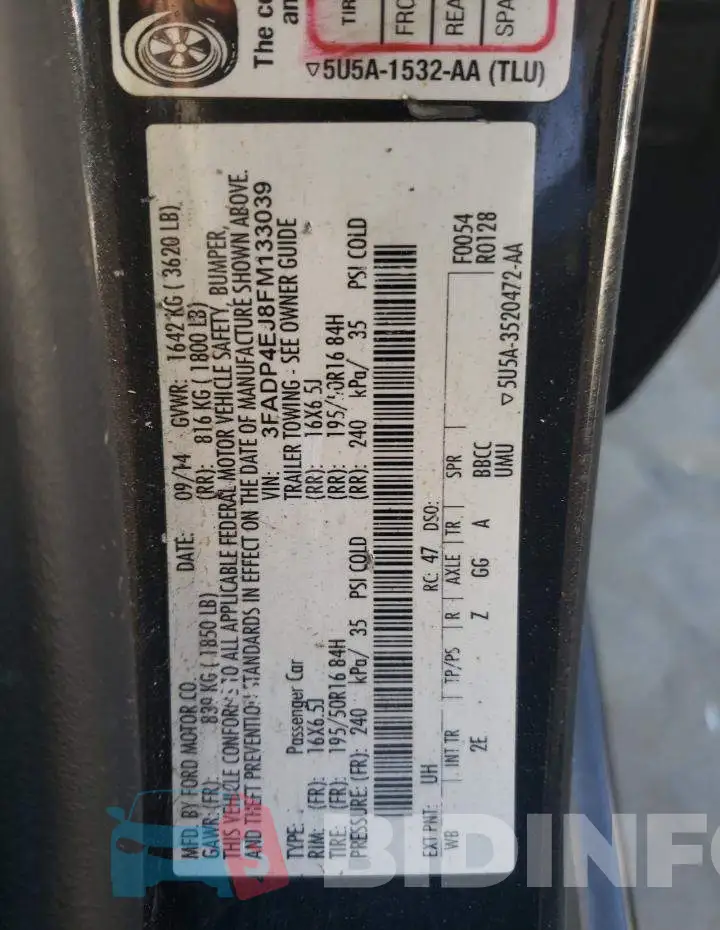 3FADP4EJ8FM133039 Photo# 12