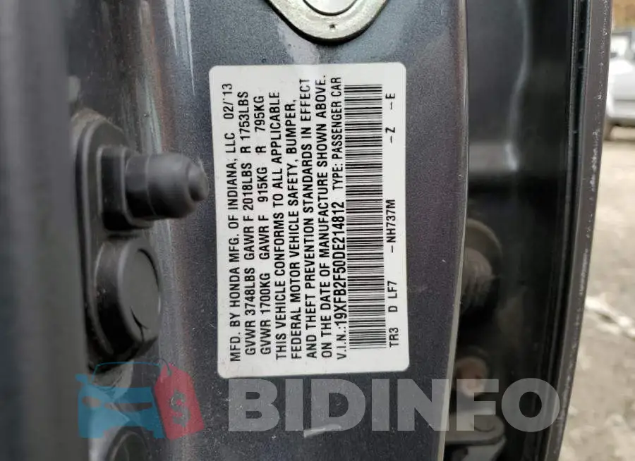 19XFB2F50DE214812 Photo# 10