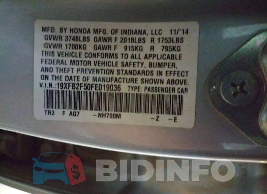 19XFB2F50FE019036 Photo# 12