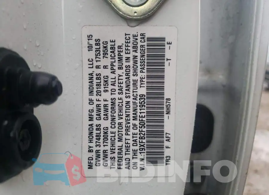 19XFB2F50FE119539 Photo# 10