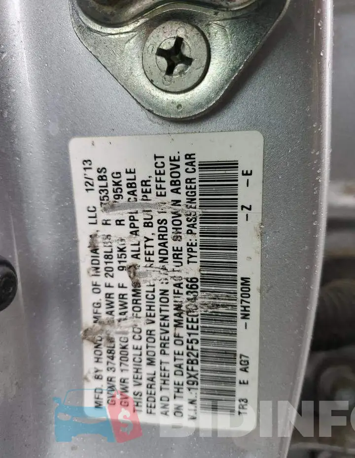 19XFB2F51EE004866 Photo# 12