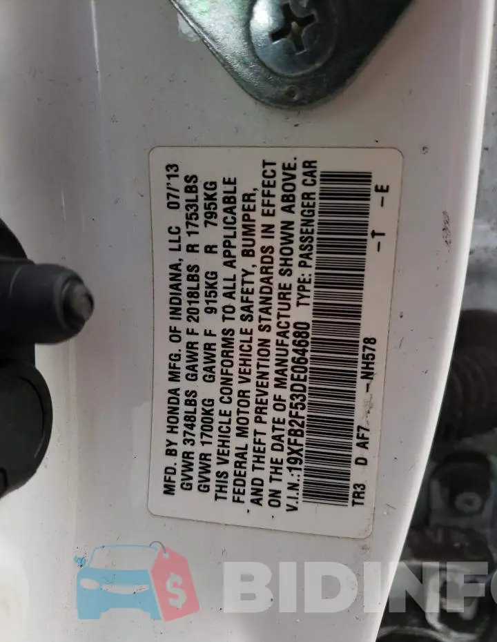 19XFB2F53DE064680 Photo# 10
