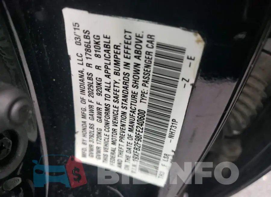 19XFB2F98FE240600 Photo# 10