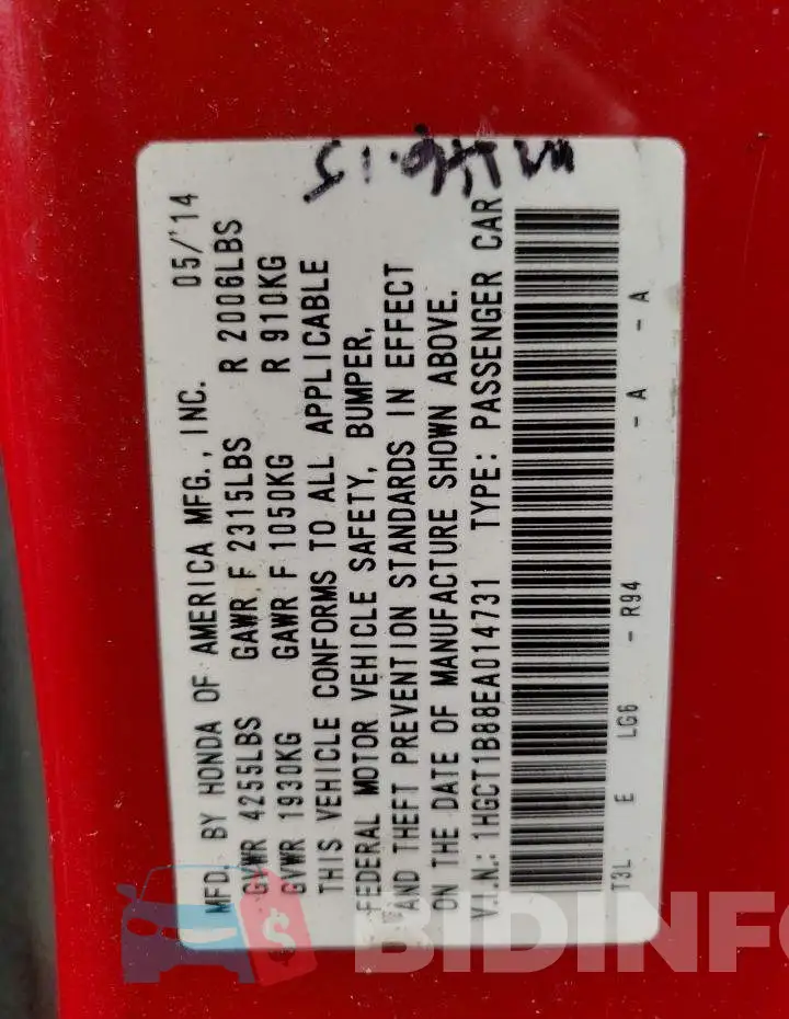 1HGCT1B88EA014731 Photo# 10