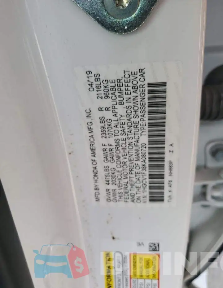 1HGCV1F38KA080720 Photo# 12