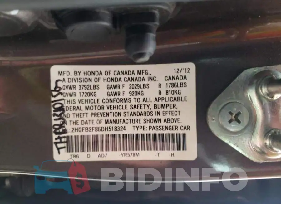 2HGFB2F86DH518324 Photo# 13