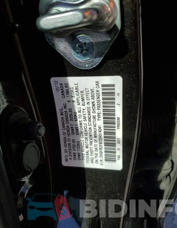 2HGFB2F87DH514041 Photo# 10