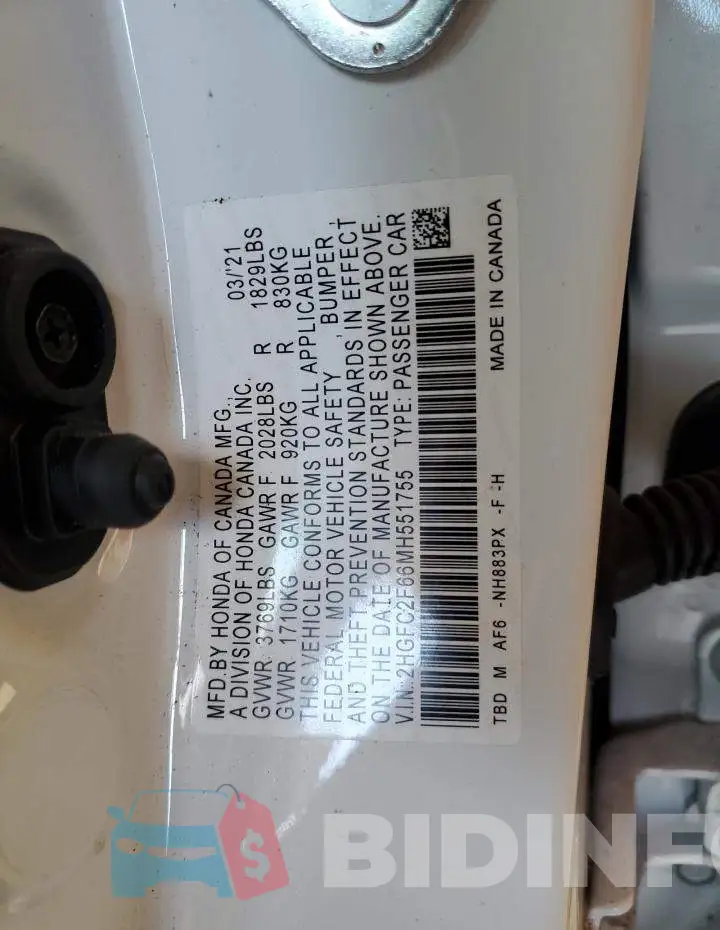 2HGFC2F66MH551755 Photo# 12
