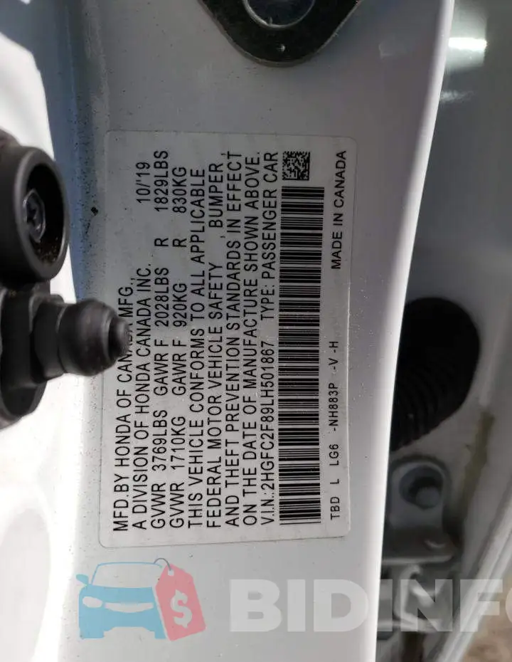 2HGFC2F89LH501867 Photo# 12